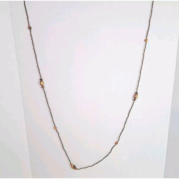 Faux Amber Extra Long Beaded Necklace Fashion Jewelry 70" Costume - Picture 4 of 6